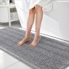 imageOLANLY Thick Bathroom Rugs 30x20 Extra Soft Absorbent Chenille Striped Bath Rugs Rubber Backing Machine Wash Dry Bath Mats for Bathroom Floor Tub and Shower Home Decor Accessories GreyGrey
