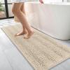 imageOLANLY Thick Bathroom Rugs 30x20 Extra Soft Absorbent Chenille Striped Bath Rugs Rubber Backing Machine Wash Dry Bath Mats for Bathroom Floor Tub and Shower Home Decor Accessories GreySand