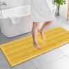 imageOLANLY Thick Bathroom Rugs 30x20 Extra Soft Absorbent Chenille Striped Bath Rugs Rubber Backing Machine Wash Dry Bath Mats for Bathroom Floor Tub and Shower Home Decor Accessories GreyYellow