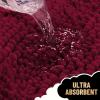imageOLANLY Thick Bathroom Rugs 30x20 Extra Soft Absorbent Chenille Striped Bath Rugs Rubber Backing Machine Wash Dry Bath Mats for Bathroom Floor Tub and Shower Home Decor Accessories GreyBurgundy