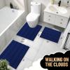 imageOLANLY Thick Bathroom Rugs 30x20 Extra Soft Absorbent Chenille Striped Bath Rugs Rubber Backing Machine Wash Dry Bath Mats for Bathroom Floor Tub and Shower Home Decor Accessories GreyNavy