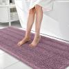imageOLANLY Thick Bathroom Rugs 30x20 Extra Soft Absorbent Chenille Striped Bath Rugs Rubber Backing Machine Wash Dry Bath Mats for Bathroom Floor Tub and Shower Home Decor Accessories GreyDeep Plum