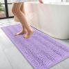 imageOLANLY Thick Bathroom Rugs 30x20 Extra Soft Absorbent Chenille Striped Bath Rugs Rubber Backing Machine Wash Dry Bath Mats for Bathroom Floor Tub and Shower Home Decor Accessories GreyLavender