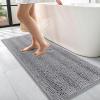 imageOLANLY Thick Bathroom Rugs 30x20 Extra Soft Absorbent Chenille Striped Bath Rugs Rubber Backing Machine Wash Dry Bath Mats for Bathroom Floor Tub and Shower Home Decor Accessories GreyGrey