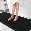 imageOLANLY Thick Bathroom Rugs 30x20 Extra Soft Absorbent Chenille Striped Bath Rugs Rubber Backing Machine Wash Dry Bath Mats for Bathroom Floor Tub and Shower Home Decor Accessories GreyBlack