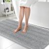 imageOLANLY Thick Bathroom Rugs 30x20 Extra Soft Absorbent Chenille Striped Bath Rugs Rubber Backing Machine Wash Dry Bath Mats for Bathroom Floor Tub and Shower Home Decor Accessories GreyLight Grey