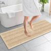 imageOLANLY Thick Bathroom Rugs 30x20 Extra Soft Absorbent Chenille Striped Bath Rugs Rubber Backing Machine Wash Dry Bath Mats for Bathroom Floor Tub and Shower Home Decor Accessories GreyBeige