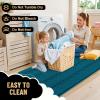 imageOLANLY Thick Bathroom Rugs 30x20 Extra Soft Absorbent Chenille Striped Bath Rugs Rubber Backing Machine Wash Dry Bath Mats for Bathroom Floor Tub and Shower Home Decor Accessories GreyPeacock Blue