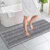 imageOLANLY Thick Bathroom Rugs 30x20 Extra Soft Absorbent Chenille Striped Bath Rugs Rubber Backing Machine Wash Dry Bath Mats for Bathroom Floor Tub and Shower Home Decor Accessories GreyGrey