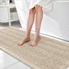 imageOLANLY Thick Bathroom Rugs 30x20 Extra Soft Absorbent Chenille Striped Bath Rugs Rubber Backing Machine Wash Dry Bath Mats for Bathroom Floor Tub and Shower Home Decor Accessories GreySand