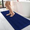 imageOLANLY Thick Bathroom Rugs 30x20 Extra Soft Absorbent Chenille Striped Bath Rugs Rubber Backing Machine Wash Dry Bath Mats for Bathroom Floor Tub and Shower Home Decor Accessories GreyNavy