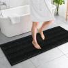imageOLANLY Thick Bathroom Rugs 30x20 Extra Soft Absorbent Chenille Striped Bath Rugs Rubber Backing Machine Wash Dry Bath Mats for Bathroom Floor Tub and Shower Home Decor Accessories GreyBlack