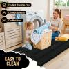 imageOLANLY Thick Bathroom Rugs 30x20 Extra Soft Absorbent Chenille Striped Bath Rugs Rubber Backing Machine Wash Dry Bath Mats for Bathroom Floor Tub and Shower Home Decor Accessories GreyBlack