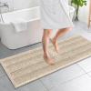 imageOLANLY Thick Bathroom Rugs 30x20 Extra Soft Absorbent Chenille Striped Bath Rugs Rubber Backing Machine Wash Dry Bath Mats for Bathroom Floor Tub and Shower Home Decor Accessories GreySand