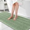 imageOLANLY Thick Bathroom Rugs 30x20 Extra Soft Absorbent Chenille Striped Bath Rugs Rubber Backing Machine Wash Dry Bath Mats for Bathroom Floor Tub and Shower Home Decor Accessories GreySage Green