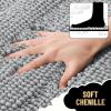 imageOLANLY Thick Bathroom Rugs 30x20 Extra Soft Absorbent Chenille Striped Bath Rugs Rubber Backing Machine Wash Dry Bath Mats for Bathroom Floor Tub and Shower Home Decor Accessories GreyLight Grey