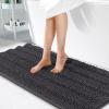 imageOLANLY Thick Bathroom Rugs 30x20 Extra Soft Absorbent Chenille Striped Bath Rugs Rubber Backing Machine Wash Dry Bath Mats for Bathroom Floor Tub and Shower Home Decor Accessories GreyDark Grey