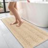 imageOLANLY Thick Bathroom Rugs 30x20 Extra Soft Absorbent Chenille Striped Bath Rugs Rubber Backing Machine Wash Dry Bath Mats for Bathroom Floor Tub and Shower Home Decor Accessories GreyBeige