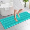 imageOLANLY Thick Bathroom Rugs 30x20 Extra Soft Absorbent Chenille Striped Bath Rugs Rubber Backing Machine Wash Dry Bath Mats for Bathroom Floor Tub and Shower Home Decor Accessories GreyTeal