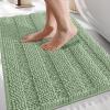 imageOLANLY Thick Bathroom Rugs 30x20 Extra Soft Absorbent Chenille Striped Bath Rugs Rubber Backing Machine Wash Dry Bath Mats for Bathroom Floor Tub and Shower Home Decor Accessories GreySage Green