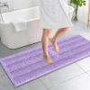 imageOLANLY Thick Bathroom Rugs 30x20 Extra Soft Absorbent Chenille Striped Bath Rugs Rubber Backing Machine Wash Dry Bath Mats for Bathroom Floor Tub and Shower Home Decor Accessories GreyLavender