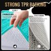 imageOLANLY Thick Bathroom Rugs 30x20 Extra Soft Absorbent Chenille Striped Bath Rugs Rubber Backing Machine Wash Dry Bath Mats for Bathroom Floor Tub and Shower Home Decor Accessories GreyTeal