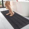 imageOLANLY Thick Bathroom Rugs 30x20 Extra Soft Absorbent Chenille Striped Bath Rugs Rubber Backing Machine Wash Dry Bath Mats for Bathroom Floor Tub and Shower Home Decor Accessories GreyDark Grey