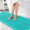 imageOLANLY Thick Bathroom Rugs 30x20 Extra Soft Absorbent Chenille Striped Bath Rugs Rubber Backing Machine Wash Dry Bath Mats for Bathroom Floor Tub and Shower Home Decor Accessories GreyTeal