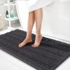 imageOLANLY Thick Bathroom Rugs 30x20 Extra Soft Absorbent Chenille Striped Bath Rugs Rubber Backing Machine Wash Dry Bath Mats for Bathroom Floor Tub and Shower Home Decor Accessories GreyDark Grey