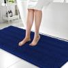imageOLANLY Thick Bathroom Rugs 30x20 Extra Soft Absorbent Chenille Striped Bath Rugs Rubber Backing Machine Wash Dry Bath Mats for Bathroom Floor Tub and Shower Home Decor Accessories GreyNavy
