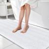 imageOLANLY Thick Bathroom Rugs 30x20 Extra Soft Absorbent Chenille Striped Bath Rugs Rubber Backing Machine Wash Dry Bath Mats for Bathroom Floor Tub and Shower Home Decor Accessories GreyWhite