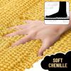 imageOLANLY Thick Bathroom Rugs 30x20 Extra Soft Absorbent Chenille Striped Bath Rugs Rubber Backing Machine Wash Dry Bath Mats for Bathroom Floor Tub and Shower Home Decor Accessories GreyYellow