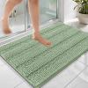imageOLANLY Thick Bathroom Rugs 30x20 Extra Soft Absorbent Chenille Striped Bath Rugs Rubber Backing Machine Wash Dry Bath Mats for Bathroom Floor Tub and Shower Home Decor Accessories GreySage Green