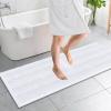 imageOLANLY Thick Bathroom Rugs 30x20 Extra Soft Absorbent Chenille Striped Bath Rugs Rubber Backing Machine Wash Dry Bath Mats for Bathroom Floor Tub and Shower Home Decor Accessories GreyWhite