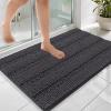 imageOLANLY Thick Bathroom Rugs 30x20 Extra Soft Absorbent Chenille Striped Bath Rugs Rubber Backing Machine Wash Dry Bath Mats for Bathroom Floor Tub and Shower Home Decor Accessories GreyDark Grey