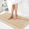 imageOLANLY Thick Bathroom Rugs 30x20 Extra Soft Absorbent Chenille Striped Bath Rugs Rubber Backing Machine Wash Dry Bath Mats for Bathroom Floor Tub and Shower Home Decor Accessories GreyBeige