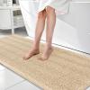 imageOLANLY Thick Bathroom Rugs 30x20 Extra Soft Absorbent Chenille Striped Bath Rugs Rubber Backing Machine Wash Dry Bath Mats for Bathroom Floor Tub and Shower Home Decor Accessories GreyBeige