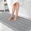 imageOLANLY Thick Bathroom Rugs 30x20 Extra Soft Absorbent Chenille Striped Bath Rugs Rubber Backing Machine Wash Dry Bath Mats for Bathroom Floor Tub and Shower Home Decor Accessories GreyLight Grey