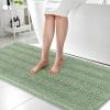 imageOLANLY Thick Bathroom Rugs 30x20 Extra Soft Absorbent Chenille Striped Bath Rugs Rubber Backing Machine Wash Dry Bath Mats for Bathroom Floor Tub and Shower Home Decor Accessories GreySage Green