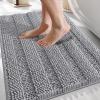 imageOLANLY Thick Bathroom Rugs 30x20 Extra Soft Absorbent Chenille Striped Bath Rugs Rubber Backing Machine Wash Dry Bath Mats for Bathroom Floor Tub and Shower Home Decor Accessories GreyGrey