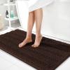 imageOLANLY Thick Bathroom Rugs 30x20 Extra Soft Absorbent Chenille Striped Bath Rugs Rubber Backing Machine Wash Dry Bath Mats for Bathroom Floor Tub and Shower Home Decor Accessories GreyBrown