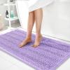 imageOLANLY Thick Bathroom Rugs 30x20 Extra Soft Absorbent Chenille Striped Bath Rugs Rubber Backing Machine Wash Dry Bath Mats for Bathroom Floor Tub and Shower Home Decor Accessories GreyLavender