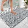 imageOLANLY Thick Bathroom Rugs 30x20 Extra Soft Absorbent Chenille Striped Bath Rugs Rubber Backing Machine Wash Dry Bath Mats for Bathroom Floor Tub and Shower Home Decor Accessories GreyLight Grey