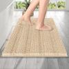 imageOLANLY Thick Bathroom Rugs 30x20 Extra Soft Absorbent Chenille Striped Bath Rugs Rubber Backing Machine Wash Dry Bath Mats for Bathroom Floor Tub and Shower Home Decor Accessories GreyBeige