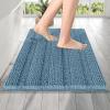 imageOLANLY Thick Bathroom Rugs 30x20 Extra Soft Absorbent Chenille Striped Bath Rugs Rubber Backing Machine Wash Dry Bath Mats for Bathroom Floor Tub and Shower Home Decor Accessories GreyAiry Blue