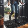 imageOLANLY Welcome Door Mat Indoor Outdoor Entrance Heavy Duty Sturdy Front Door Mat Waterproof AllWeather Doormat Stain Resistant Low Profile Easy Clean Patio Entryway Mat 295 x 17 BlackBlack