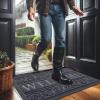 imageOLANLY Welcome Door Mat Indoor Outdoor Entrance Heavy Duty Sturdy Front Door Mat Waterproof AllWeather Doormat Stain Resistant Low Profile Easy Clean Patio Entryway Mat 295 x 17 BlackGrey