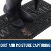 imageOLANLY Welcome Door Mat Indoor Outdoor Entrance Heavy Duty Sturdy Front Door Mat Waterproof AllWeather Doormat Stain Resistant Low Profile Easy Clean Patio Entryway Mat 295 x 17 BlackBlack