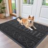 imageOLANLY Welcome Door Mat Indoor Outdoor Entrance Heavy Duty Sturdy Front Door Mat Waterproof AllWeather Doormat Stain Resistant Low Profile Easy Clean Patio Entryway Mat 295 x 17 BlackBlack