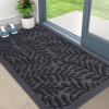 imageOLANLY Welcome Door Mat Indoor Outdoor Entrance Heavy Duty Sturdy Front Door Mat Waterproof AllWeather Doormat Stain Resistant Low Profile Easy Clean Patio Entryway Mat 295 x 17 BlackGrey